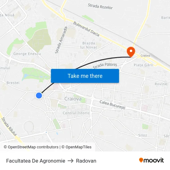 Facultatea De Agronomie to Radovan map