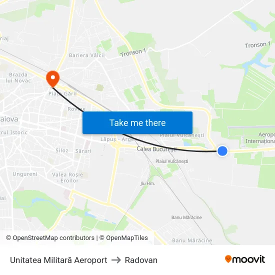Unitatea Militară Aeroport to Radovan map