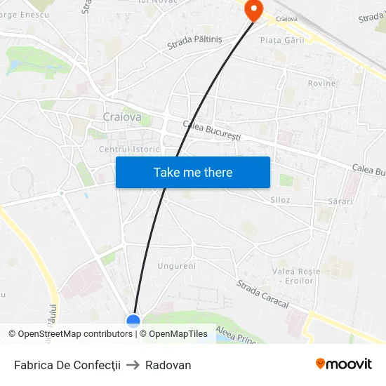 Fabrica De Confecţii to Radovan map
