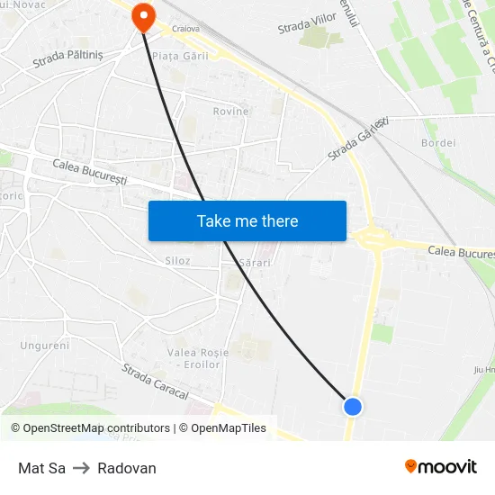 Mat Sa to Radovan map