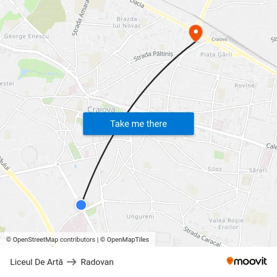 Liceul De Artă to Radovan map