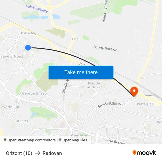 Orizont (10) to Radovan map