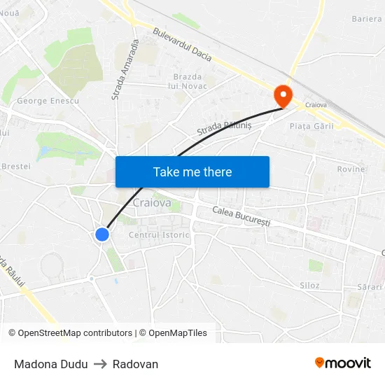 Madona Dudu to Radovan map