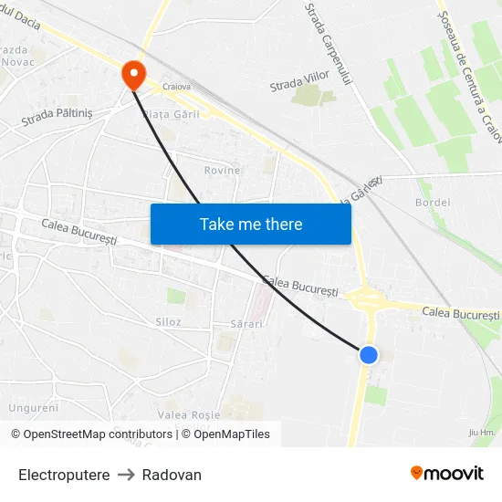 Electroputere to Radovan map