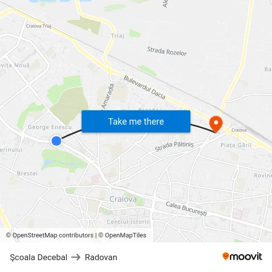 Şcoala Decebal to Radovan map