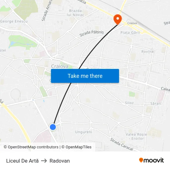 Liceul De Artă to Radovan map