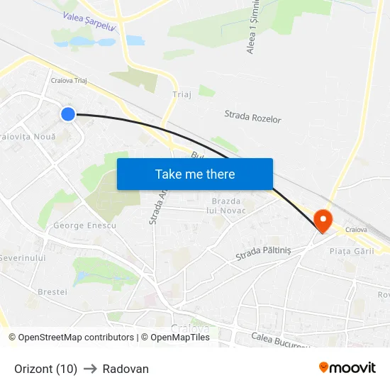 Orizont (10) to Radovan map