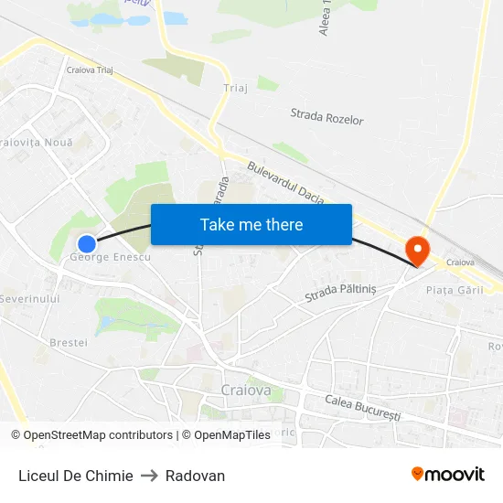 Liceul De Chimie to Radovan map