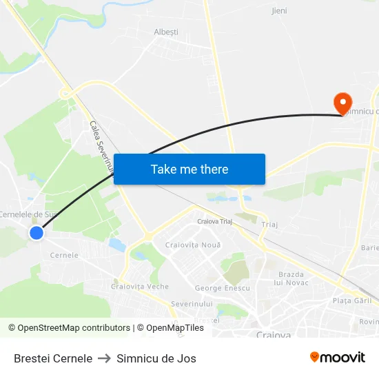 Brestei Cernele to Simnicu de Jos map