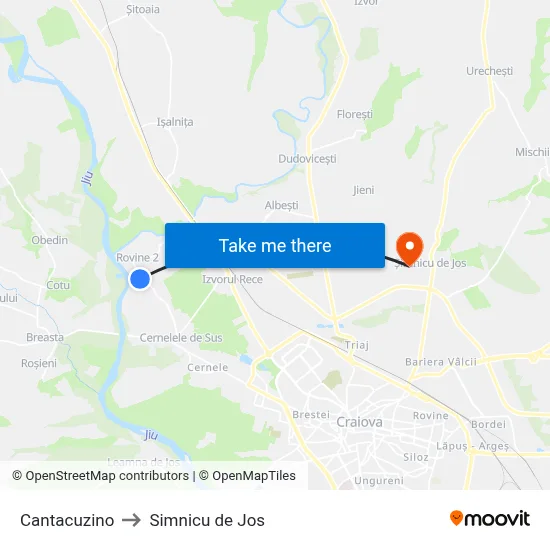 Cantacuzino to Simnicu de Jos map