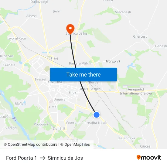 Ford Poarta 1 to Simnicu de Jos map