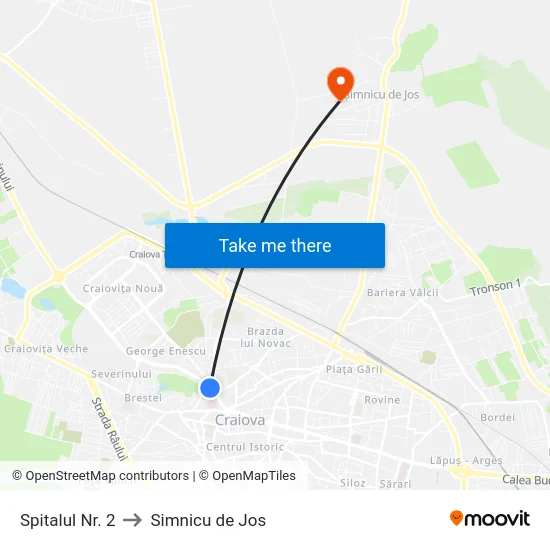 Spitalul Nr. 2 to Simnicu de Jos map