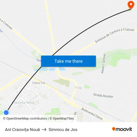 Anl Craiovița Nouă to Simnicu de Jos map