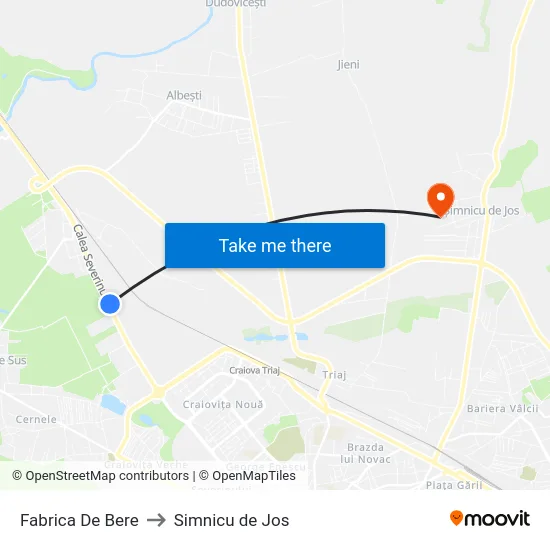 Fabrica De Bere to Simnicu de Jos map