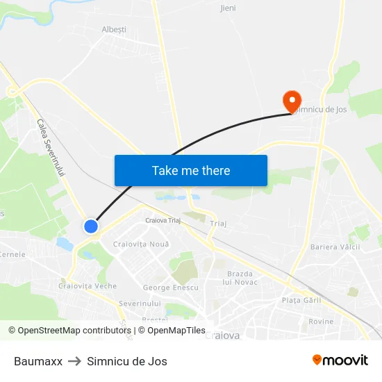 Baumaxx to Simnicu de Jos map