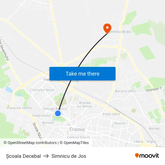 Școala Decebal to Simnicu de Jos map