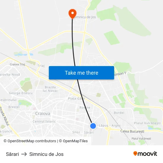 Sărari to Simnicu de Jos map