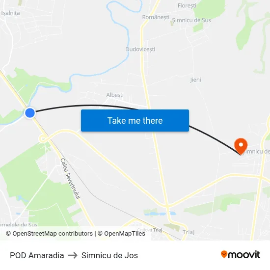 POD Amaradia to Simnicu de Jos map