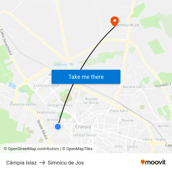 Câmpia Islaz to Simnicu de Jos map