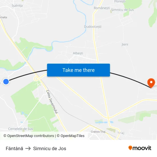 Fântână to Simnicu de Jos map