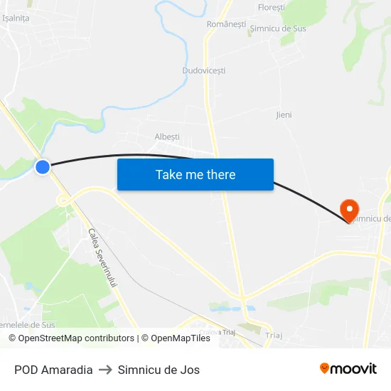 POD Amaradia to Simnicu de Jos map