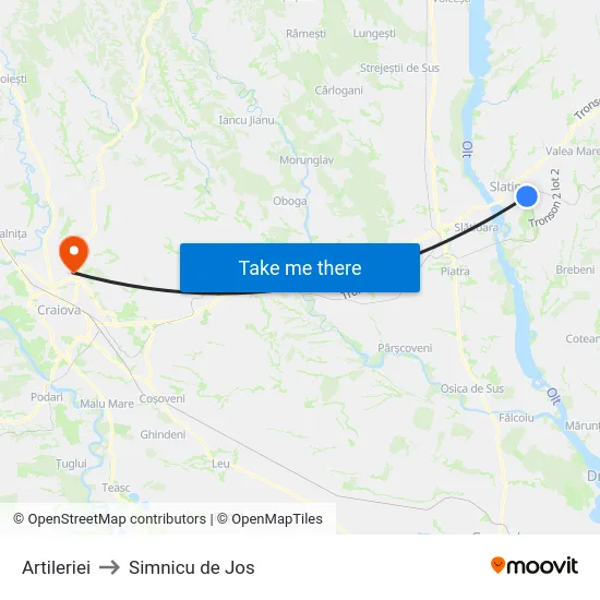 Artileriei to Simnicu de Jos map