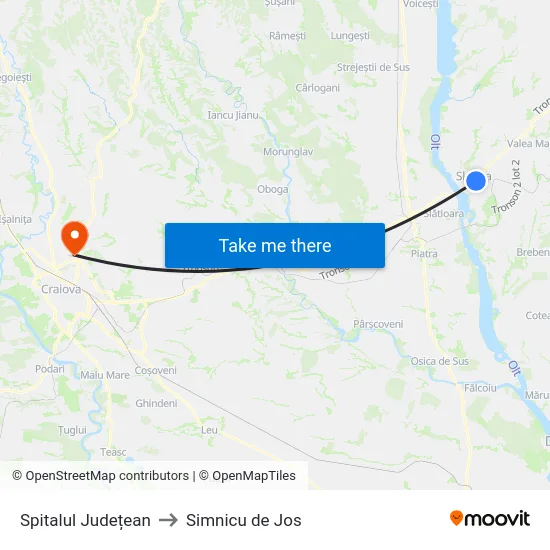 Spitalul Județean to Simnicu de Jos map