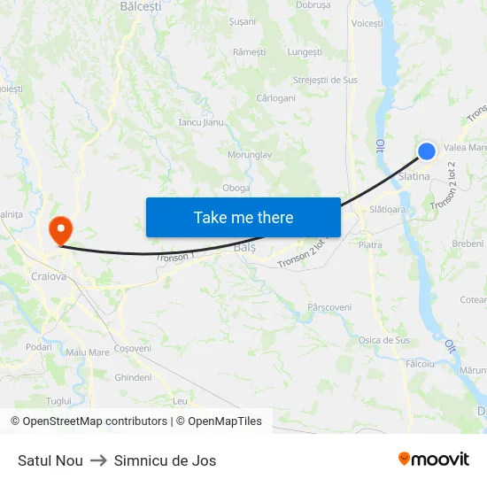 Satul Nou to Simnicu de Jos map