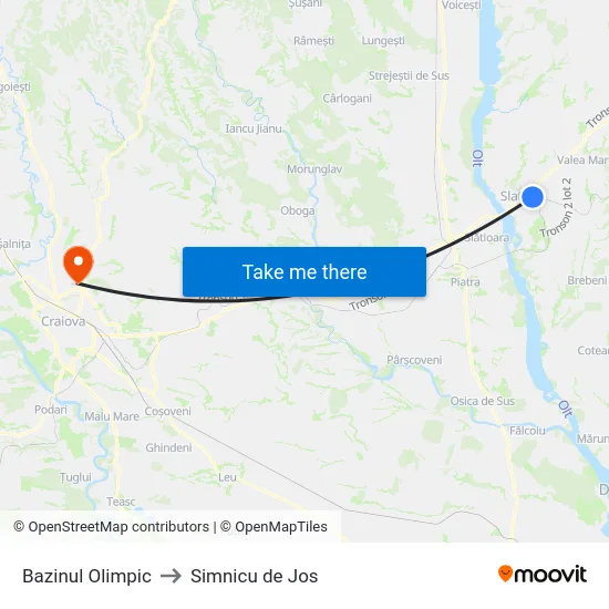 Bazinul Olimpic to Simnicu de Jos map