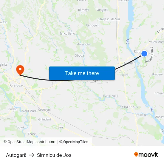 Autogară to Simnicu de Jos map