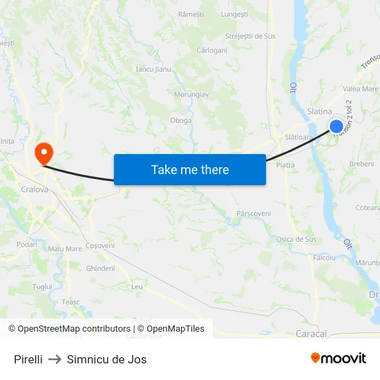 Pirelli to Simnicu de Jos map