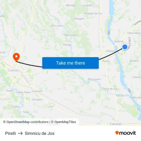 Pirelli to Simnicu de Jos map