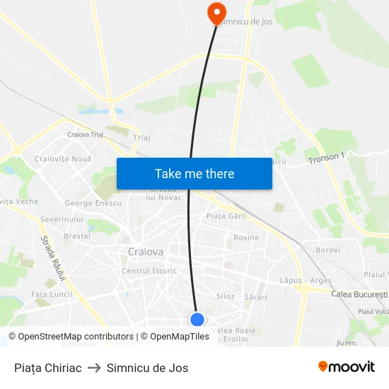 Piața Chiriac to Simnicu de Jos map