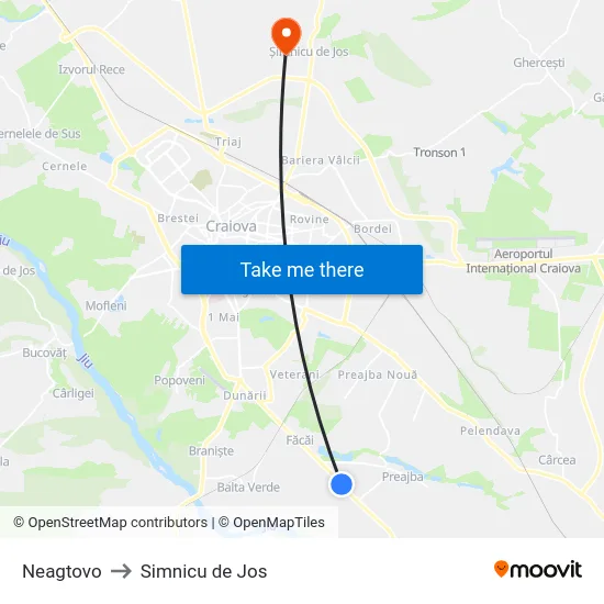 Neagtovo to Simnicu de Jos map