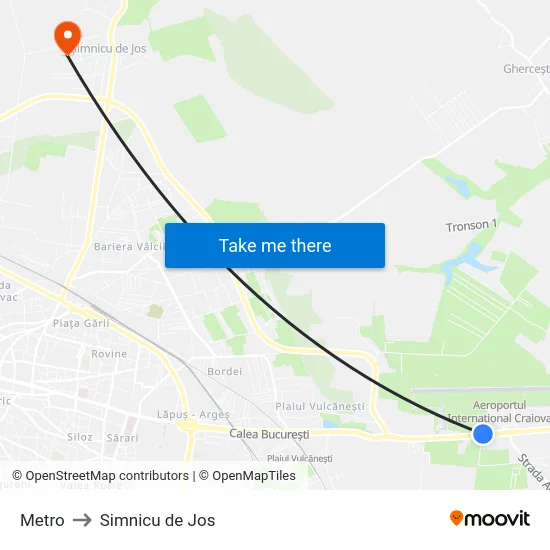Metro to Simnicu de Jos map