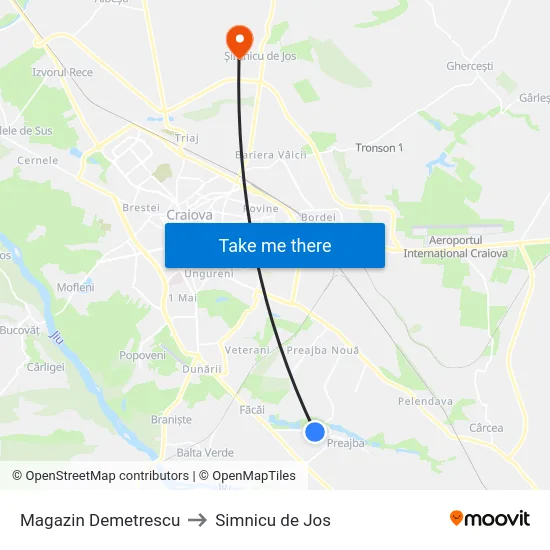 Magazin Demetrescu to Simnicu de Jos map