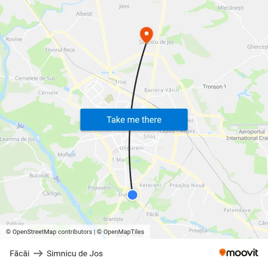 Făcăi to Simnicu de Jos map