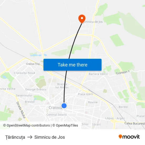 Țărăncuța to Simnicu de Jos map