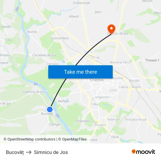 Bucovăț to Simnicu de Jos map