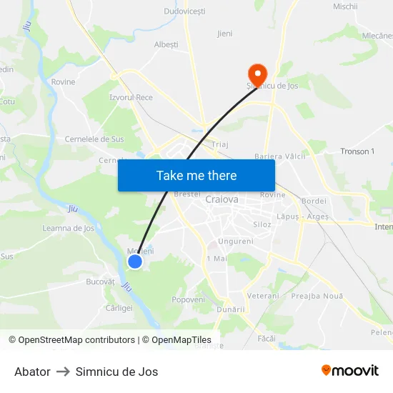 Abator to Simnicu de Jos map