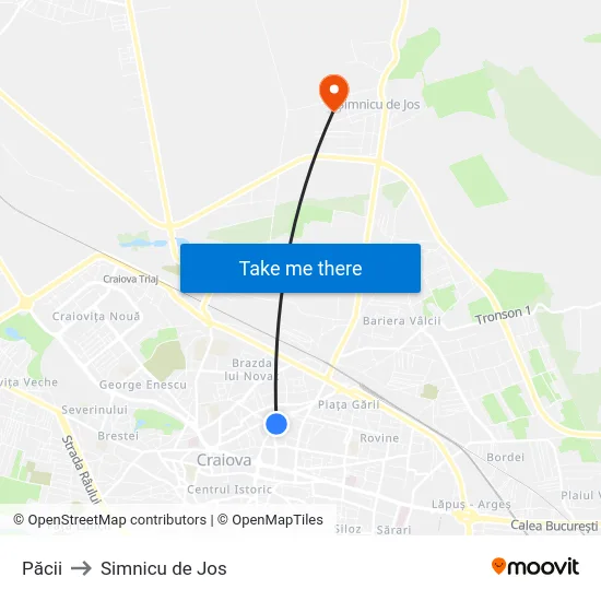 Păcii to Simnicu de Jos map