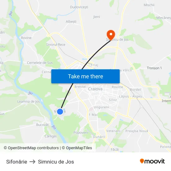 Sifonărie to Simnicu de Jos map