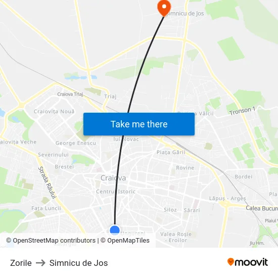 Zorile to Simnicu de Jos map