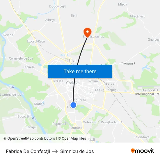 Fabrica De Confecţii to Simnicu de Jos map