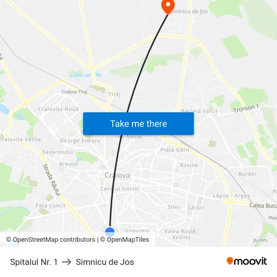 Spitalul Nr. 1 to Simnicu de Jos map