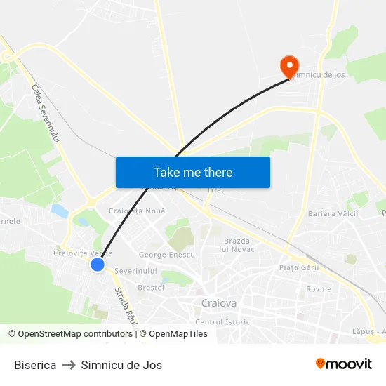 Biserica to Simnicu de Jos map