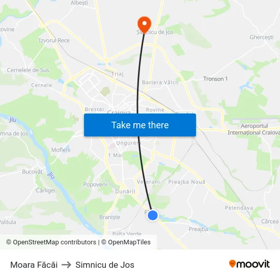 Moara Făcăi to Simnicu de Jos map
