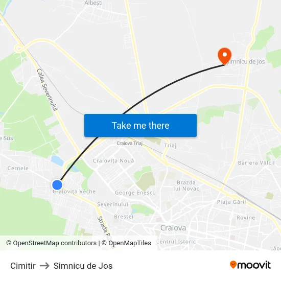 Cimitir to Simnicu de Jos map