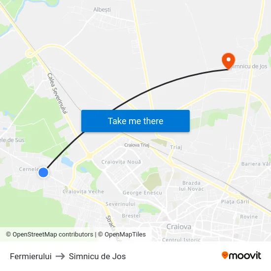 Fermierului to Simnicu de Jos map