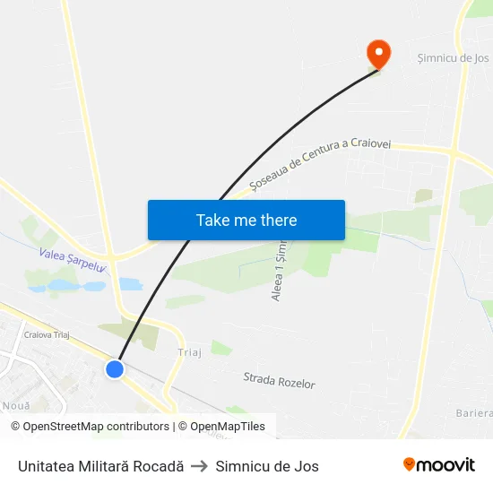 Unitatea Militară Rocadă to Simnicu de Jos map